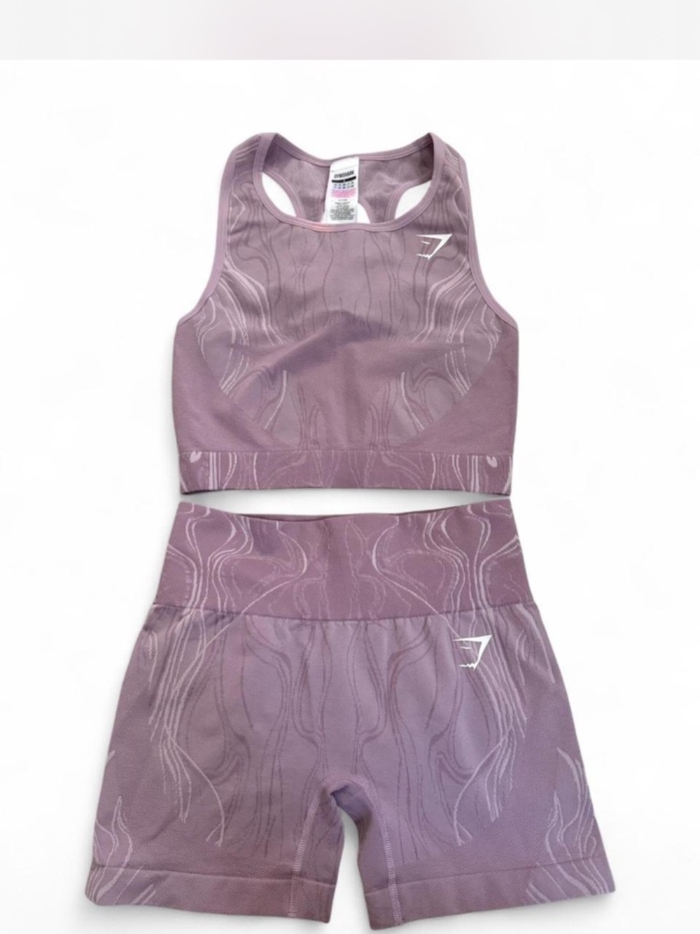 Gymshark Lavender Seamless Sports Bra and Shorts Set